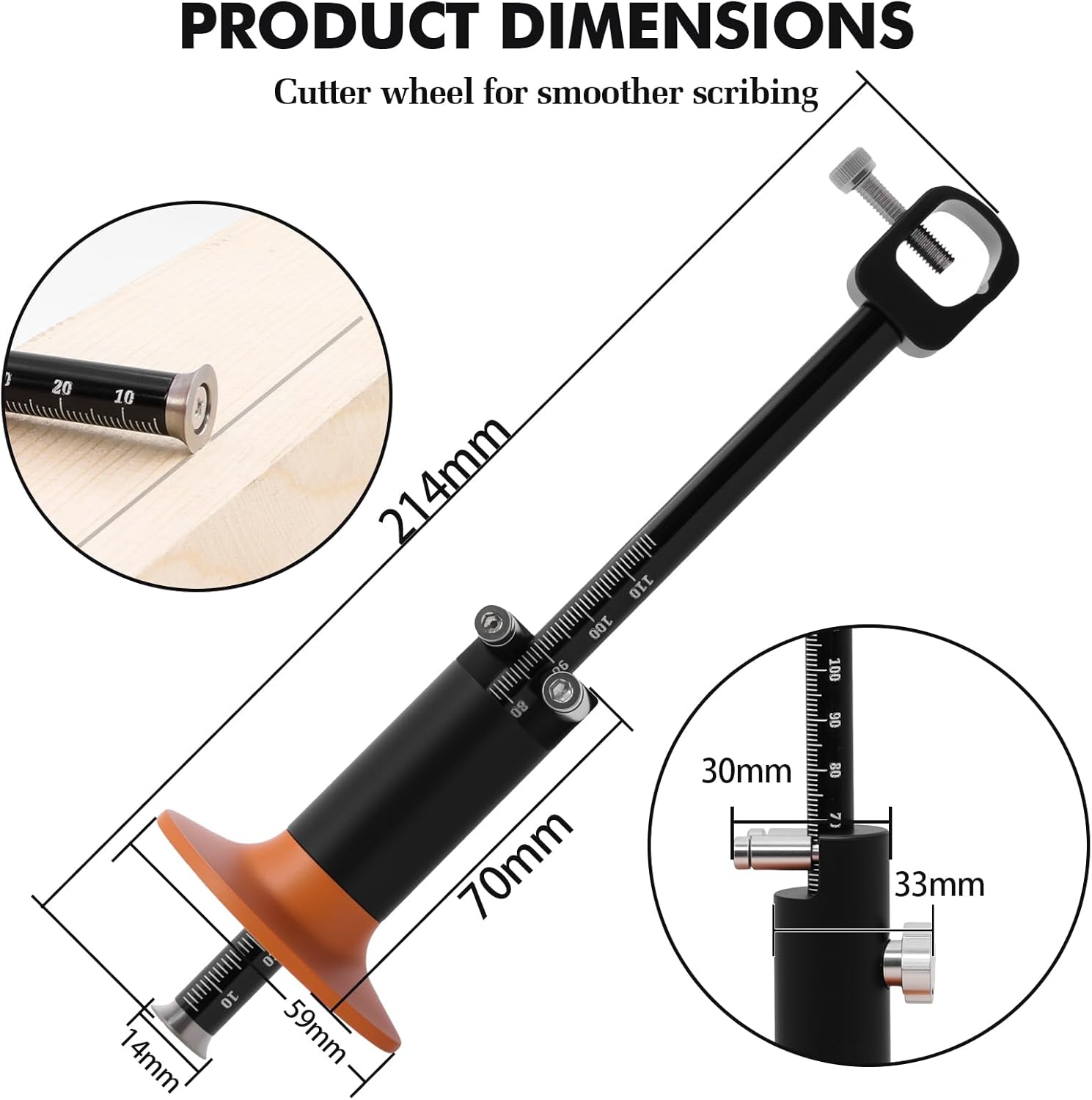 Wheel Marking Gauge, Aluminum Alloy Woodworking Marking Scriber Tool with Graduated MM Scale, Double-headed Marking Gauge Woodworking Tool Efficient Rolling for Woodworking Projects, Carpenter Wheel Marking Gauge, Aluminum Alloy Woodworking Marking Scriber Tool with Graduated MM Scale, Double-headed Marking Gauge Woodworking Tool Efficient Rolling for Woodworking Projects, Carpenter