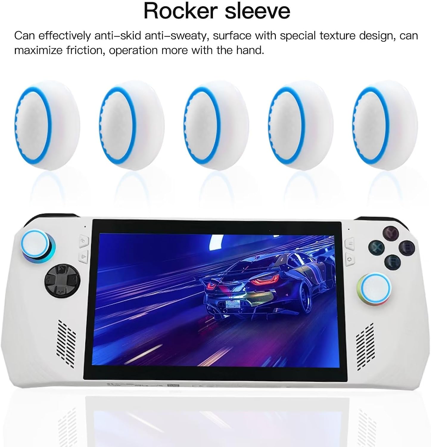 10Pcs Luminous Thumb Grips Silicone Joystick Cap Replacement for PS3 PS4 PS5 Xbox 360 Xbox One Game Controller(Blue Circle on White Background)