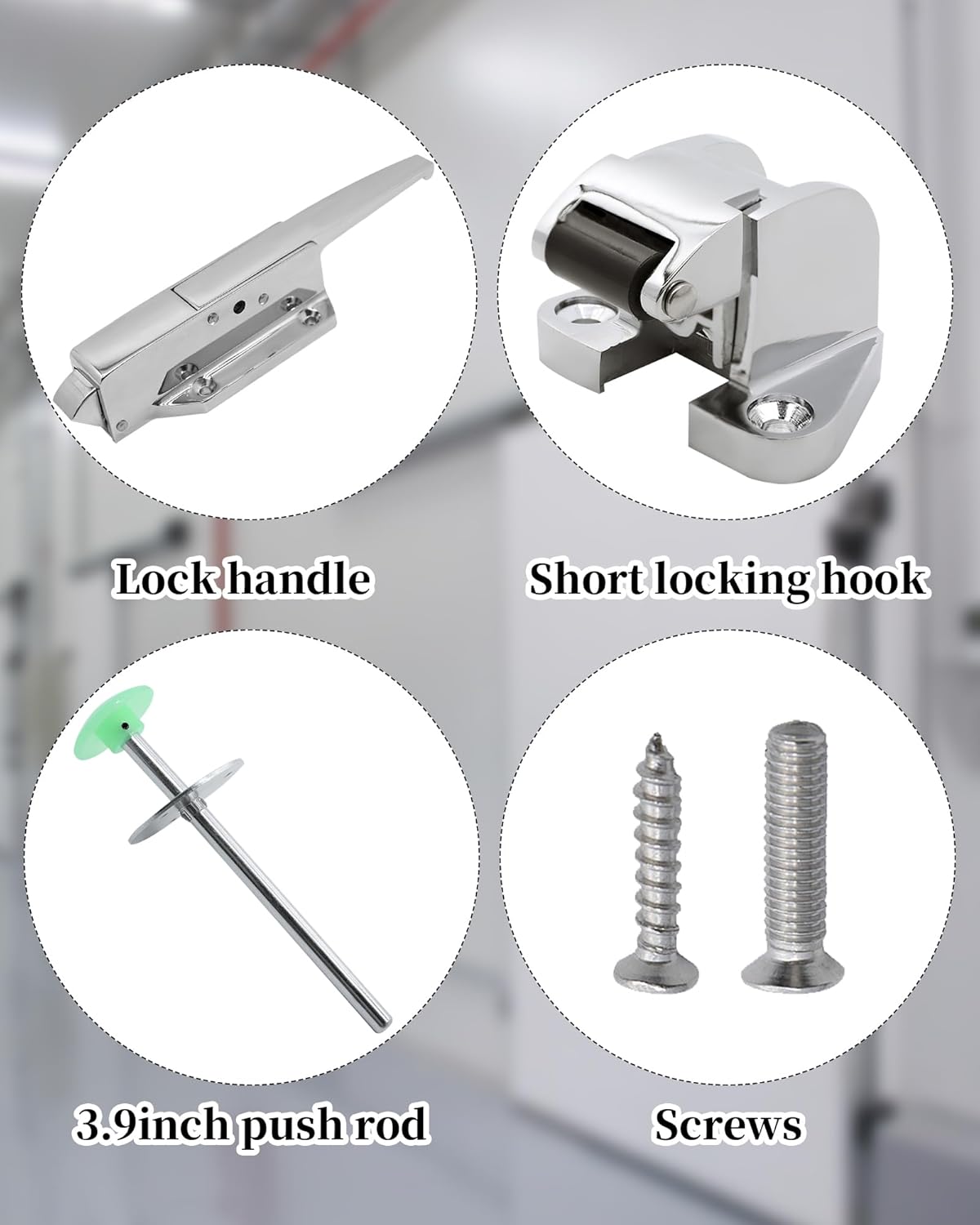 0058 Safeguard Radial Latch, Walk in Cooler Door Handle with Light Spring, 1/8" to 1/4 inch Offset, with Inside Release Handle, for Walk-in Cooler, Foam Doors