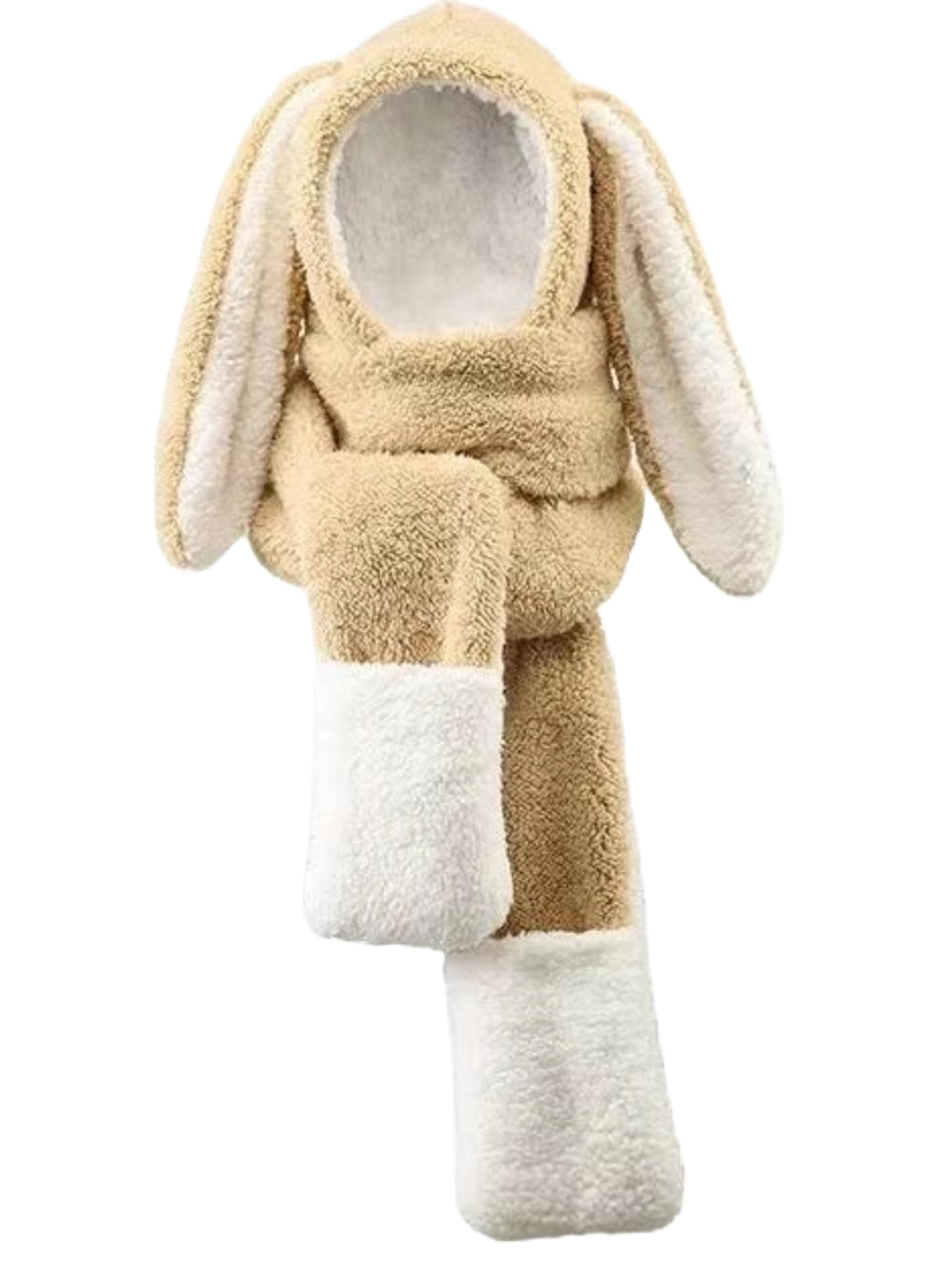 fabseasons 3-in-1 Cute Bunny Ear Moving Cap – Plush Hat/Cap, Scarf, and Gloves Set for Women & Girls (10 Years and Above) | Adorable Pop-Up Ears | Hooded Shawl with Pockets-picture-13