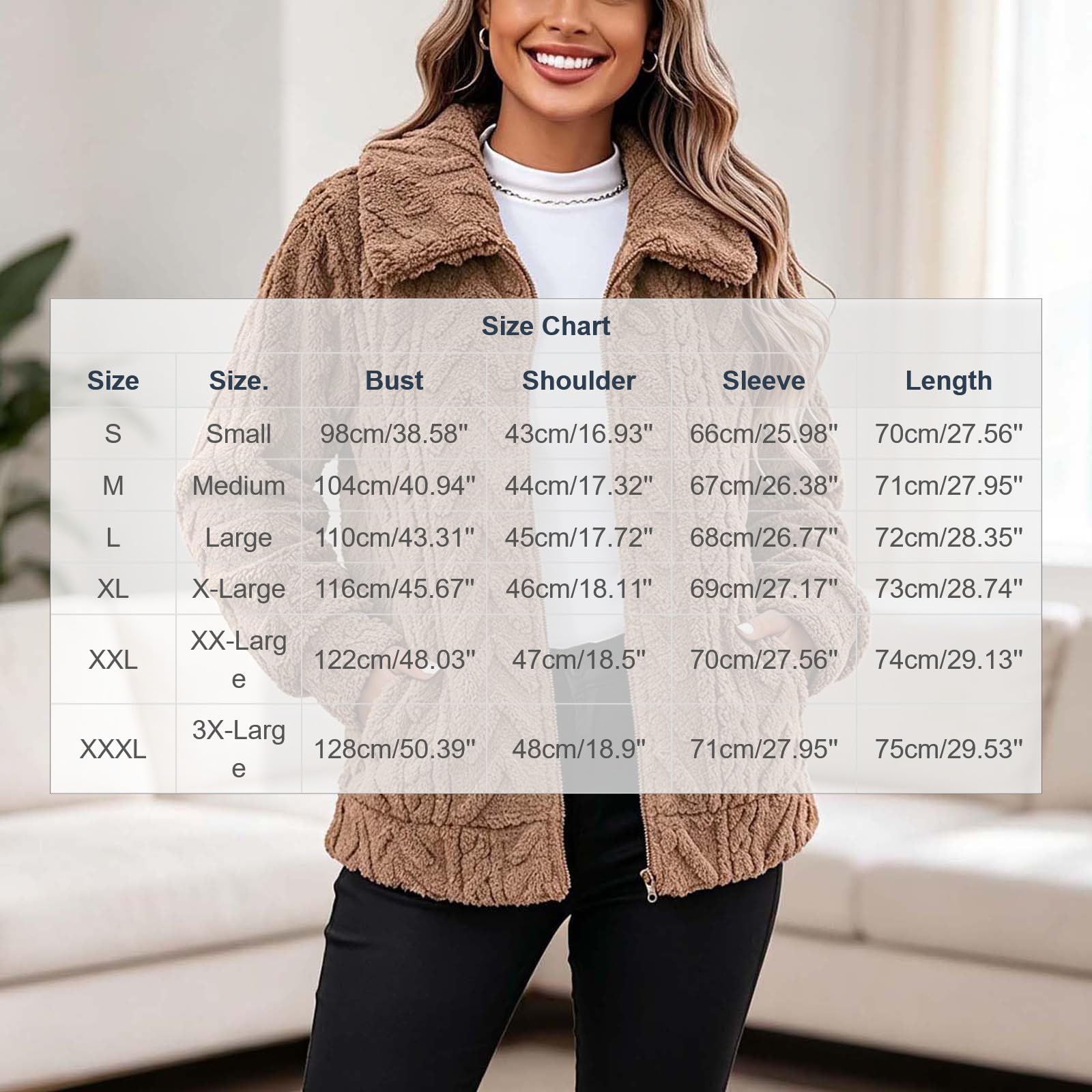 Winterjacke Damen Warm Plüschjacke Einfarbig Fleecejacke Winddicht