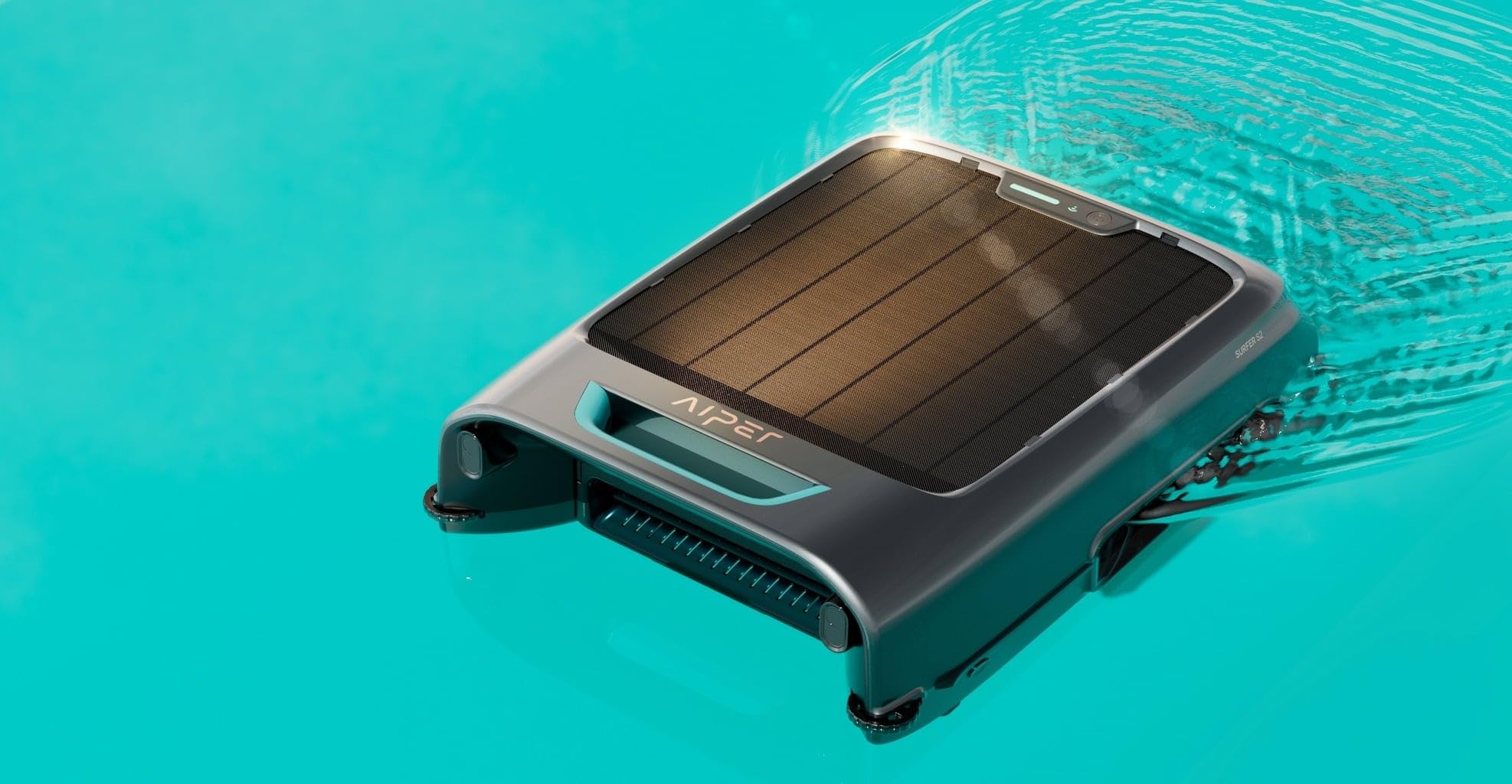 Aiper EcoSurfer S2 (Surfer S2) Robot Skimmer per Piscina Senza Fili, Alimentazione Solare, Pulizia Automatica della Superficie, Controllo tramite App, Filtro 150 μm, Autonomia fino a 35 Ore