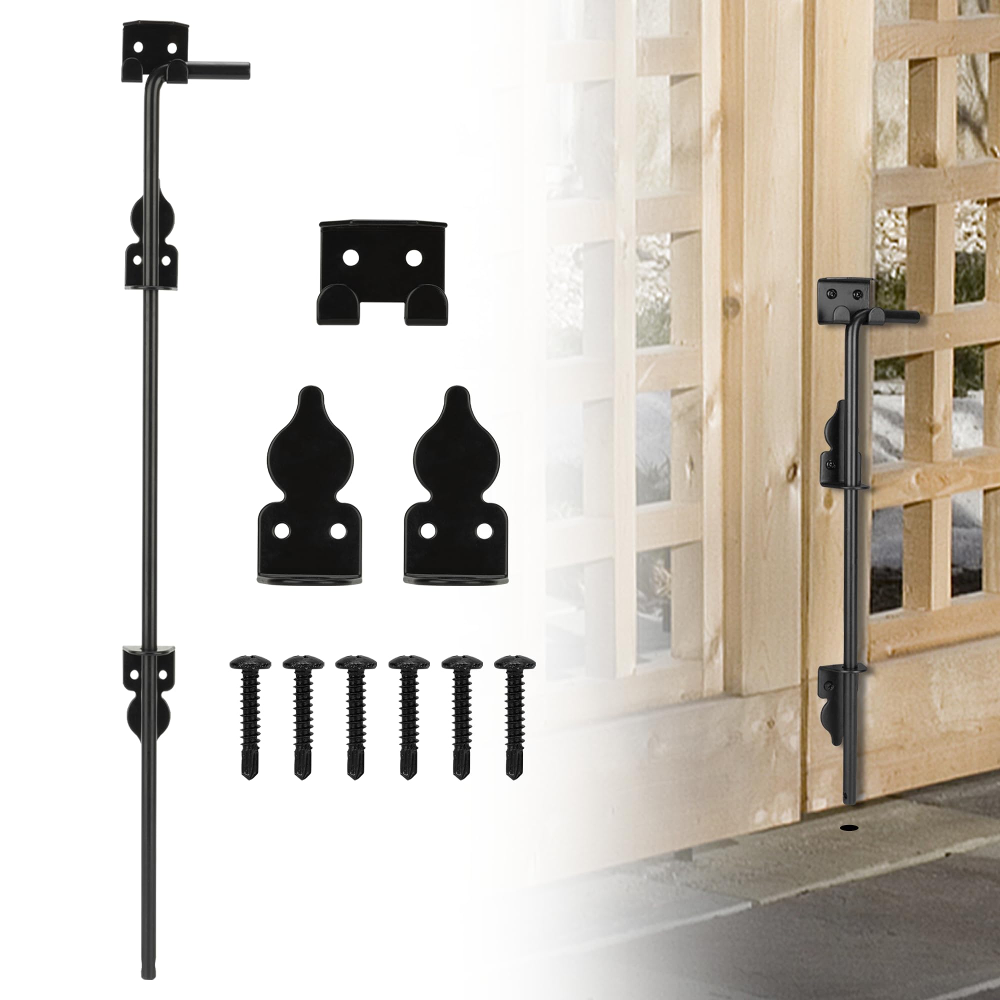 36" Heavy Duty Cane Bolt Gate Drop Rod for Vinyl Gate Latch, Cane Bolts for Gates for Wood PVC Vinyl Metal Fences Gates-1 Pack