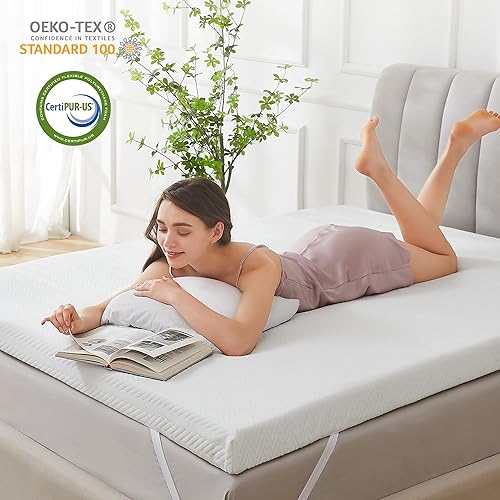 Miniatura 6 de Homemate Cubrecolchón de espuma viscoelástica, tamaño individual XL, protector de colchón de enfriamiento de gel de 3 pulgadas, espuma de alta