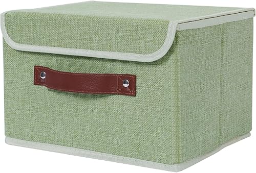 Miniatura 88 de ANMINY 2 contenedores de almacenamiento con tapa, asas de piel sintética, cajas de almacenamiento de plástico PP, decorativas, plegables, de tela