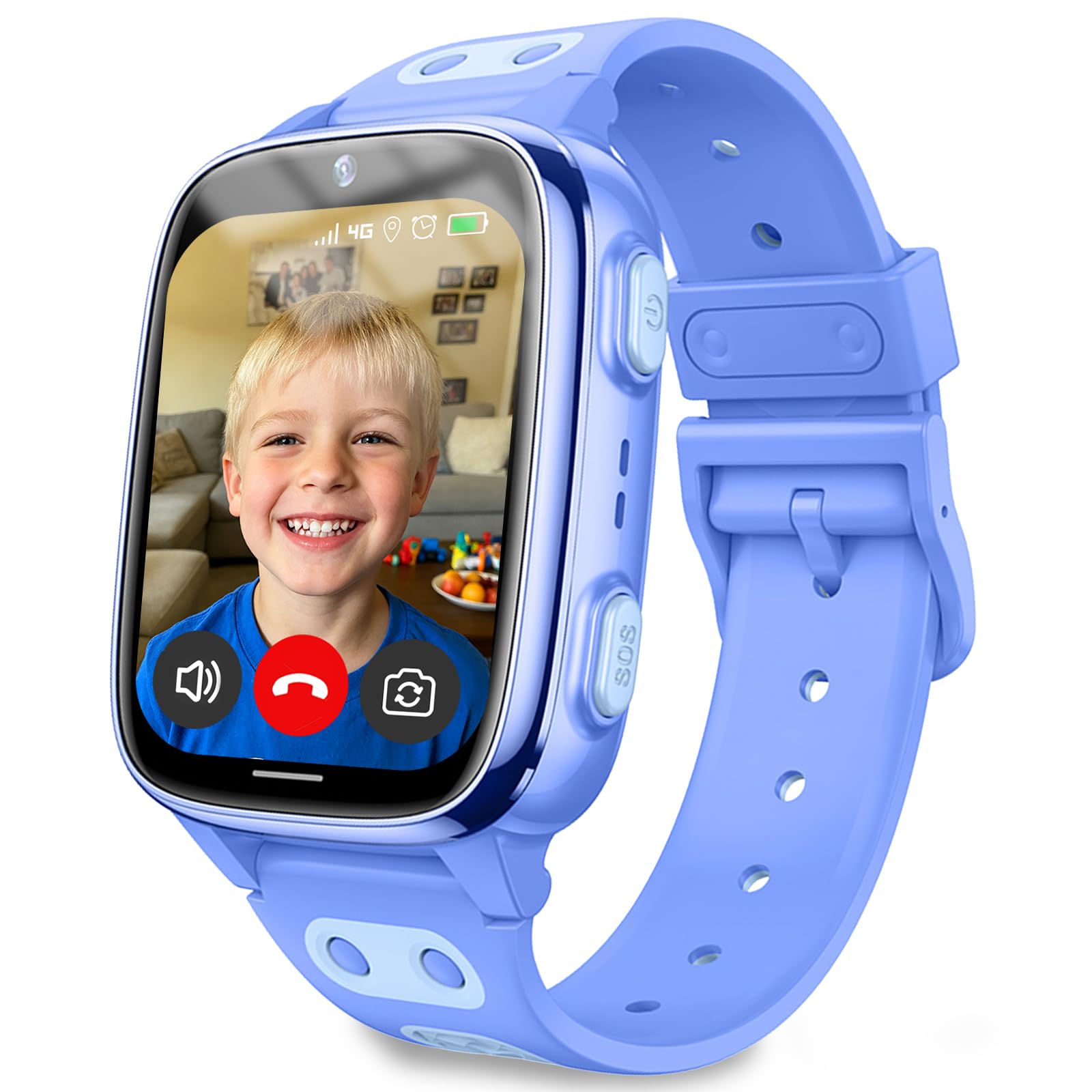 Reloj Inteligente Niños Niñas Smartwatch 4G GPS SOS Videollamada Teléfono | Control Parental, SMS, Modo Clase, Rechazo llamadas Desconocidas, Juegos, impermeable，Podómetro
