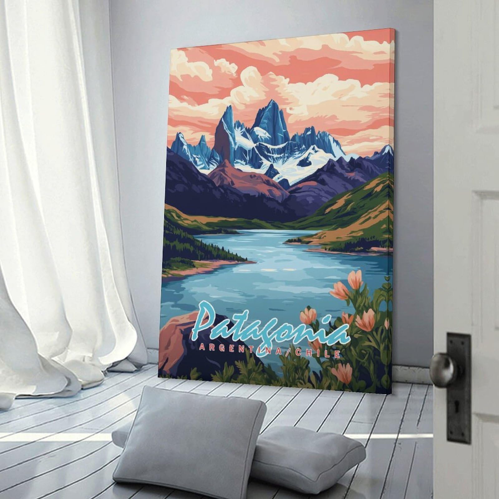 Junmoney Patagonia Landscape Canvas Art Print, 20x30inch(50x75cm), for Bedroom Decor, Cosy Corners Or Studios, A Warm Accent for Relaxed Interiors