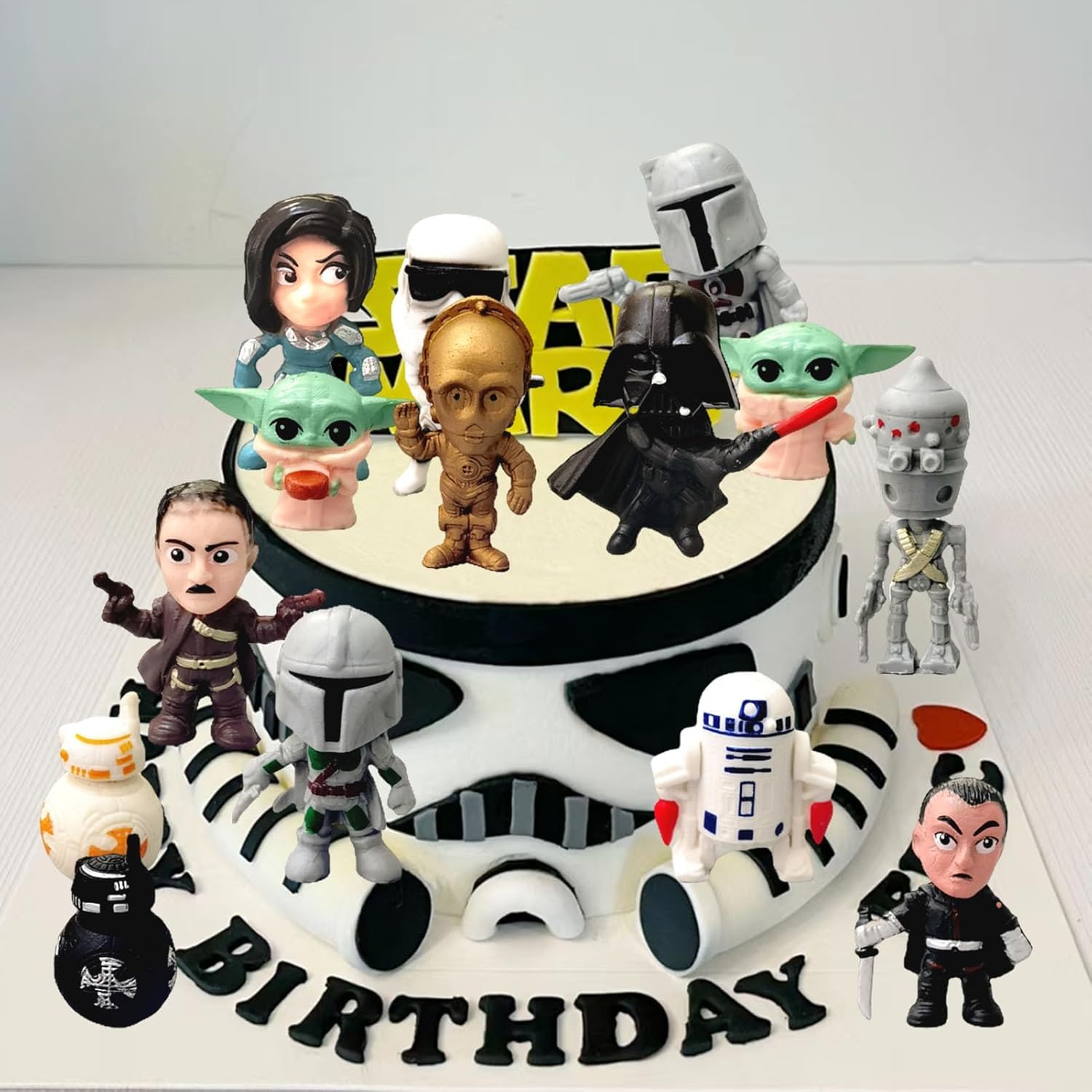 14pcs 3D Wars Cake Toppers, Wars figures set,Happy Birthday Cake Toppers,Cartoon Party Decorations