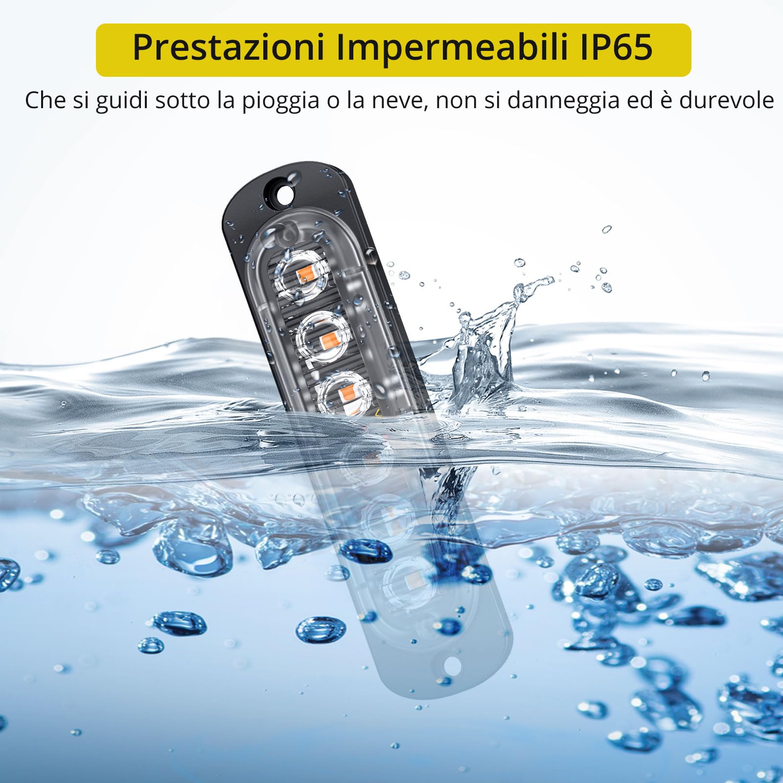 PROZOR Luce di Emergenza per Auto 6 LED Stroboscopica 18 Modalità Lampeggiante Luci di Recupero Ambra Impermeabile per Veicolo Camion Fuoristrada SUV
