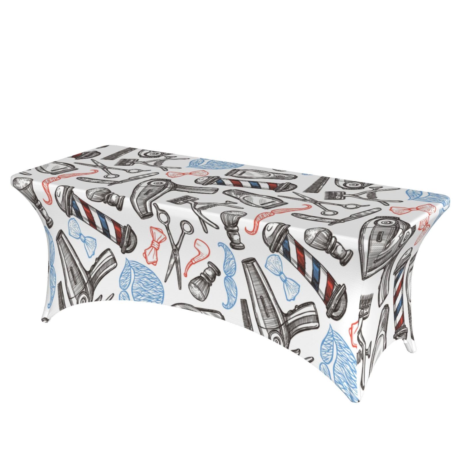 ERCgad Barber Shop Monochrome Style Print Rectangular Tablecloth Dining Banquet Party Events Home Celebration Table Cover