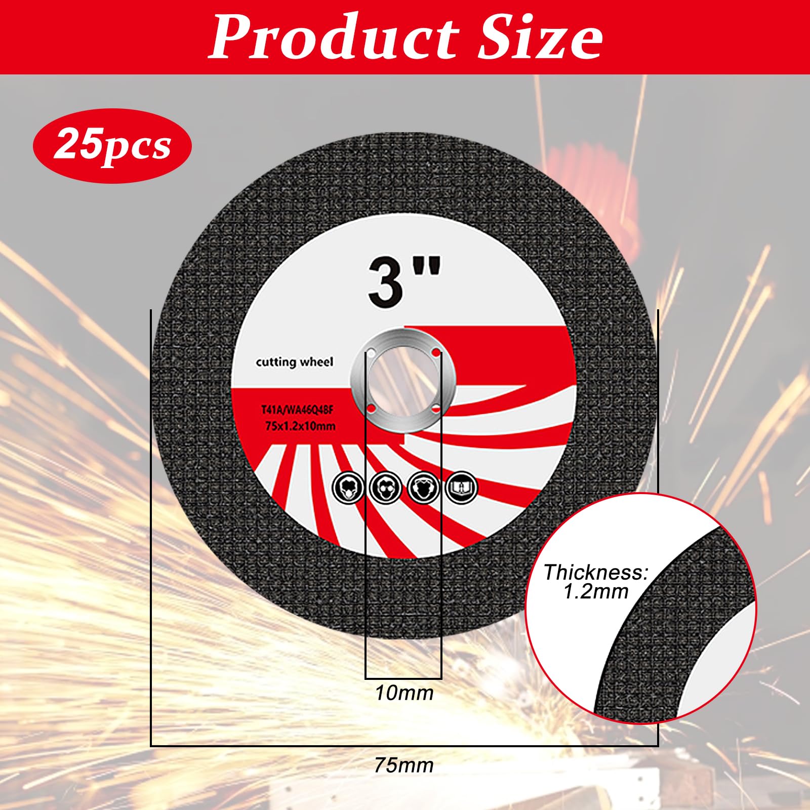 25 Dischi da Taglio 76 mm Metallo Acciaio INOX Ferro, Disco da Taglio 75 x 1,2 x 10 mm per Smerigliatrice Angolare – Taglio Rapido Preciso Multi-Materiale