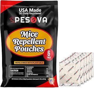 Mouse Repellent Pouches, Extra-Strength Peppermint Oil Rodent Repellent Pouches, Indoor Mice Repellent, Natural Rat & Mouse Repellent, Use Safe for Car/RV/Boat/Garage/Shed/Cabin (Pack of 6)