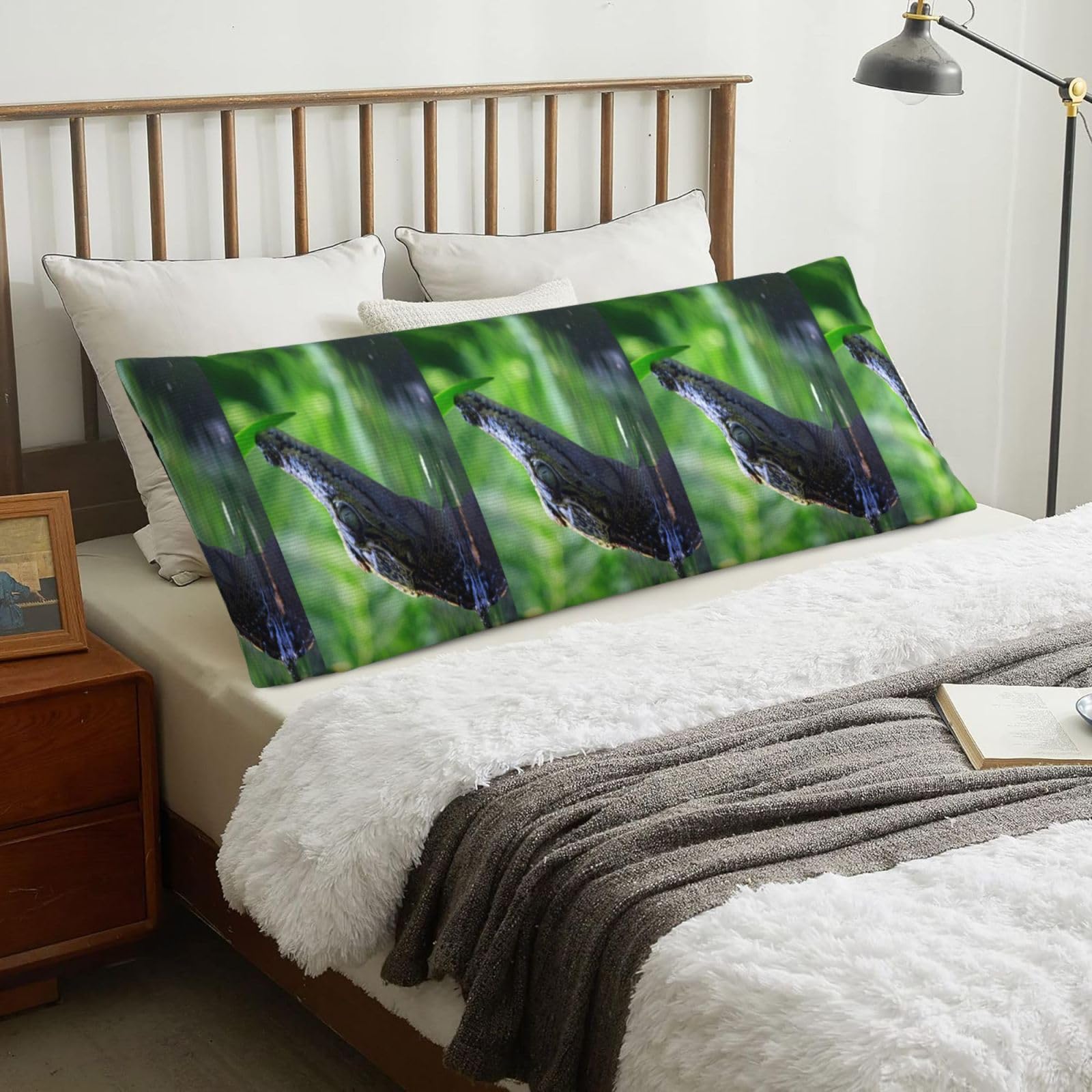 Crocodile, Body Pillow Cover with Zipper,Long Body Pillowcase 20 x 60 in