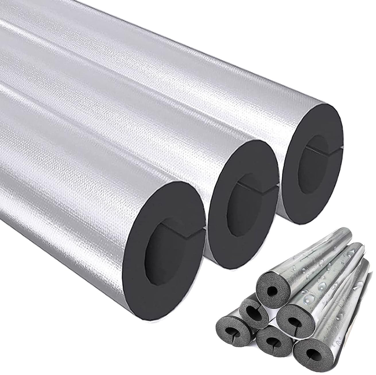 ID 16-219mm Aislamiento de Tuberias Para Autoadhesivo, Ignífugo de Coquilla Aislante, Tubo Espuma Suave, Fundas de Aislamiento Térmico para Tuberías Exteriores (ID)219mm x (T)30mm x (L)0.95m