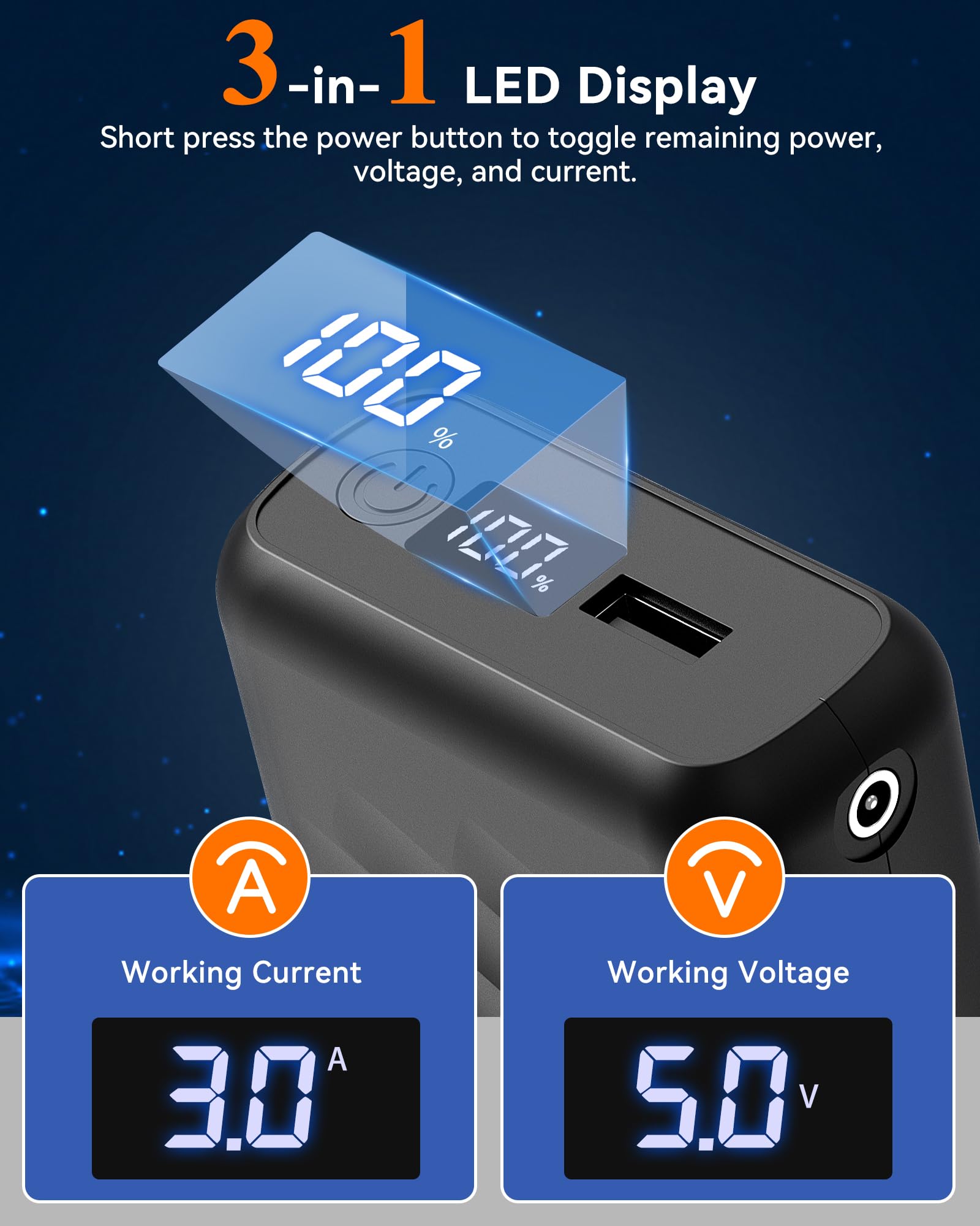 FERNIDA Batterie externe 20 000 mAh - Fonction de charge rapide - Avec ports DC, USB et Type-C - Pour vêtements chauffants, banque de batterie externe portable pour gilet chauffant, pantalon et