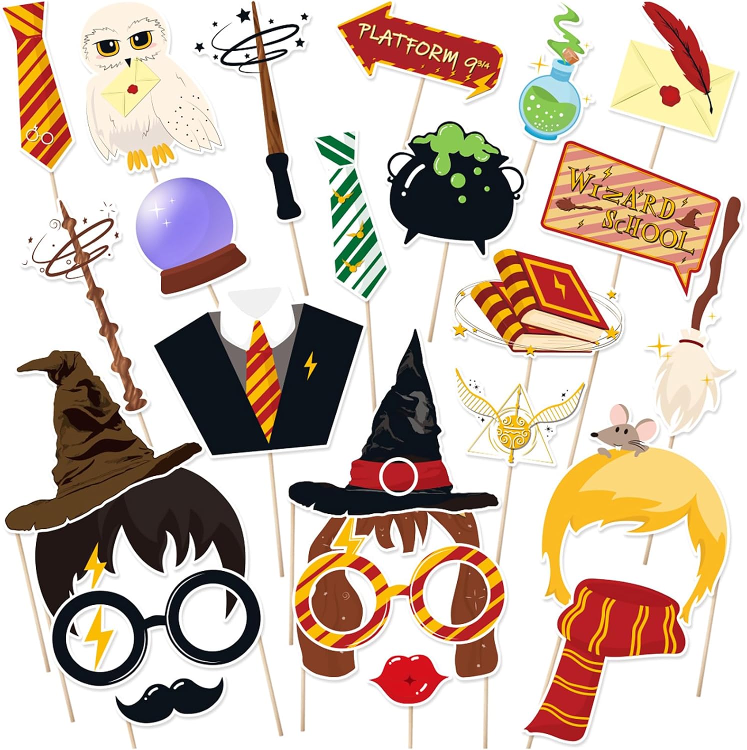 25 Pieces Magical Wizard Party Photo Booth Props Magical Photo Props Wizard Castle Themed Party Decorations for Kids Birthday Halloween Christmas School Party Supplies