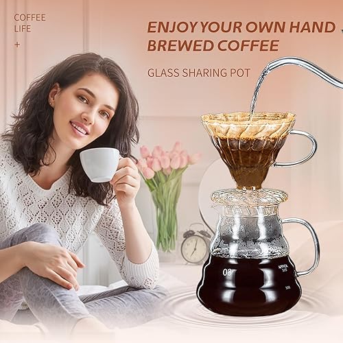 Miniatura 2 de Servidor de café de vidrio para cafetera de goteo, jarra de café de vidrio estándar, cafetera con tapa, transparente, 01 12.2 fl oz (12 oz)