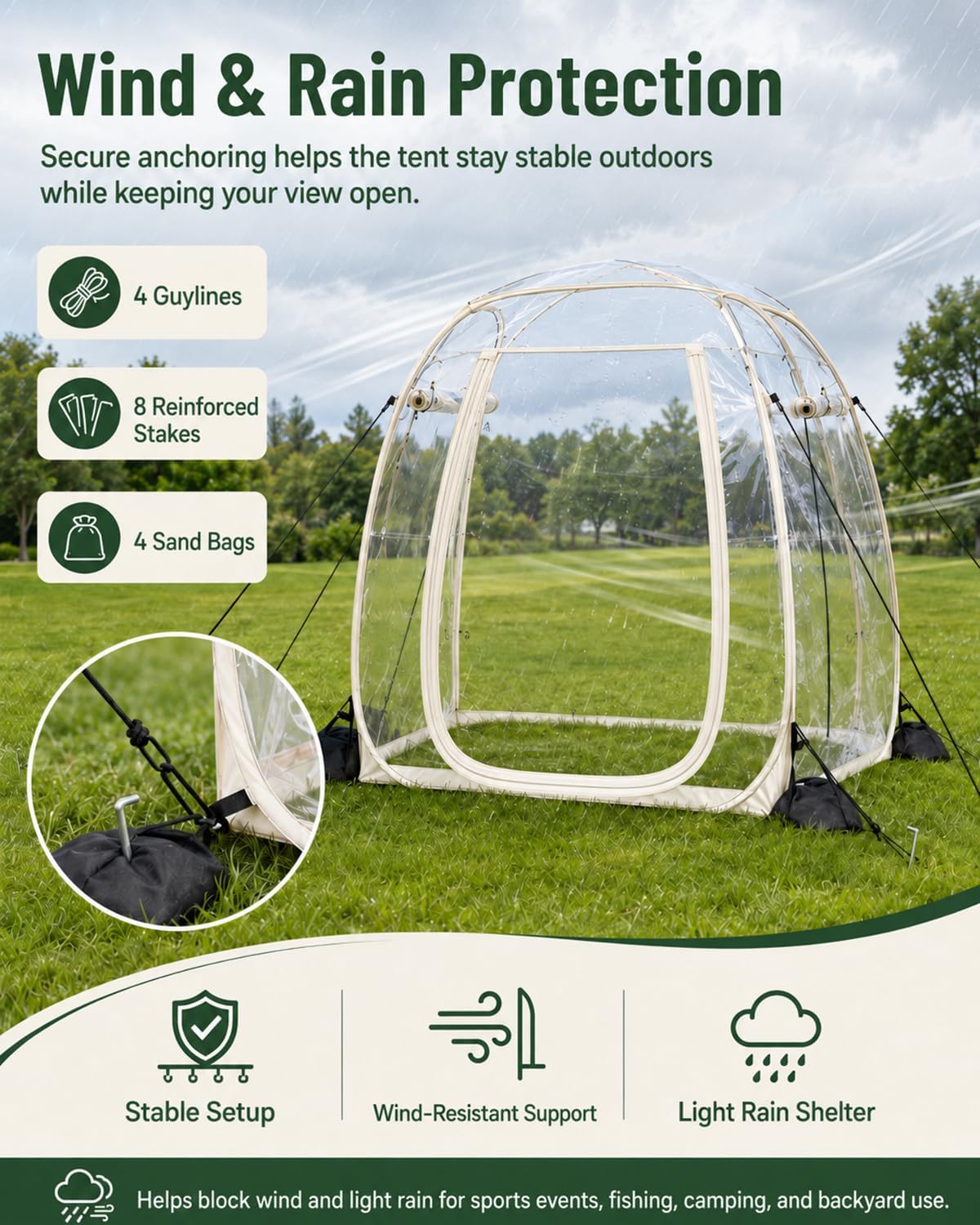 Pop up Sports Tent, Instant Pop Up Bubble Tent Fully Transparent, 2-6 Person Tent Clear Bubble Tent, All Weather Sports Tent for Outside Sports Events Fishing 71" X 71" X 65"H