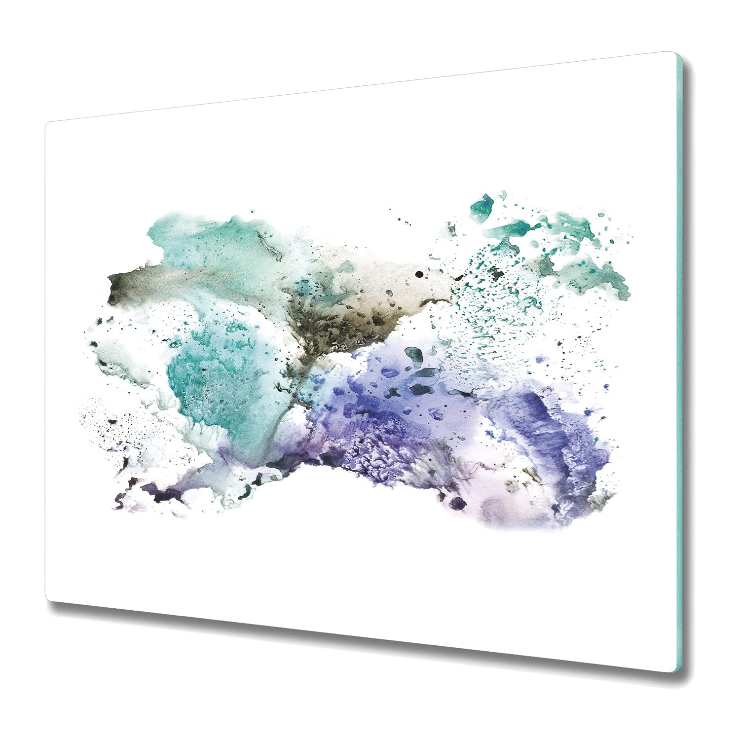Coloray Glass Chopping Board Cutting Board Protection Splashback for Kitchen 23.6 x 20.5 inch / 60x52cm Worktop Tempered Safety Glass - Colourful Ink Splash Vintage Abstract Watercolour Print