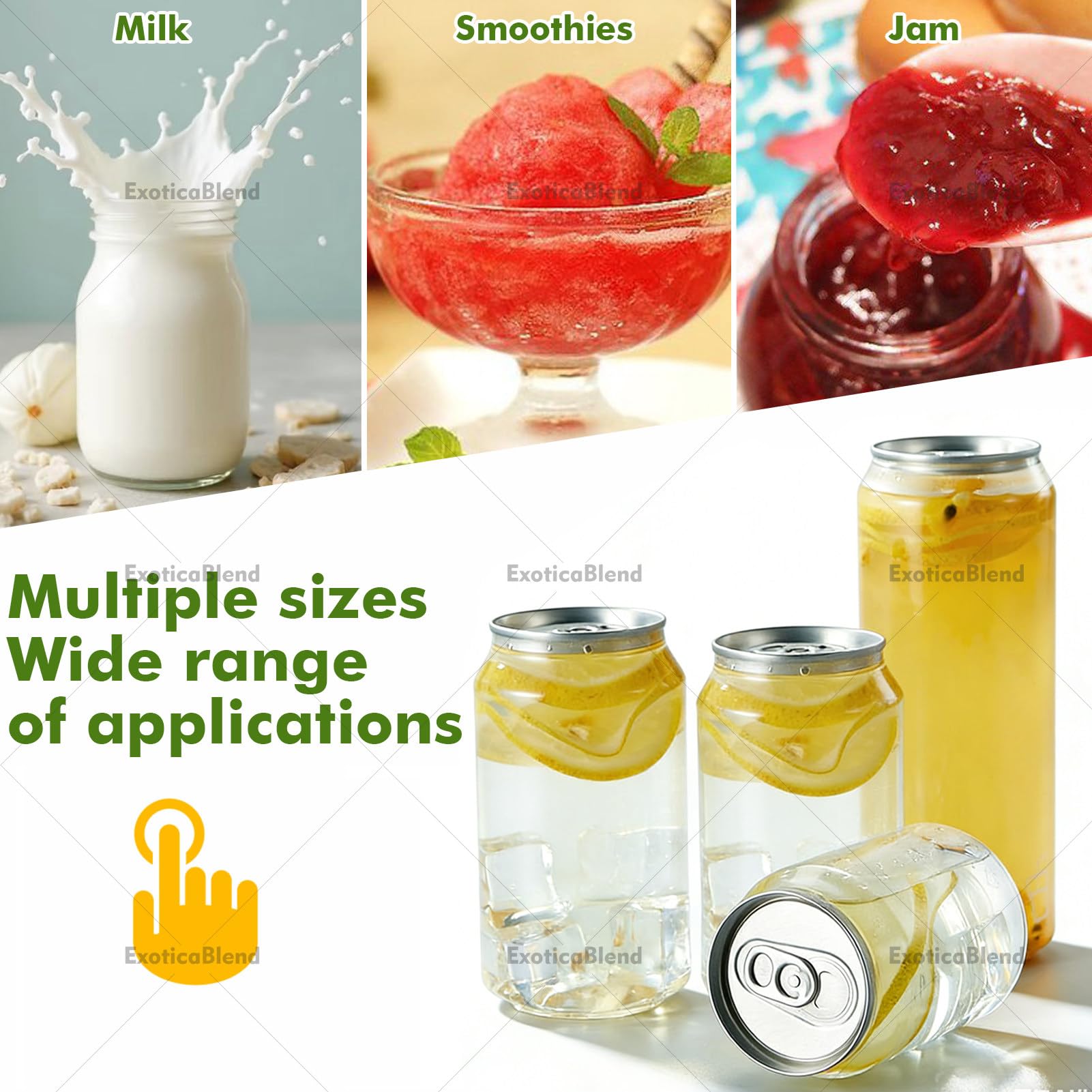 Tazze monouso in plastica Pet per sigillare lattine, con coperchi in Alluminio, a Tenuta stagna e Adatte al Contatto con Gli Alimenti, compatibili con Macchine sigillatrici per lattine, 400