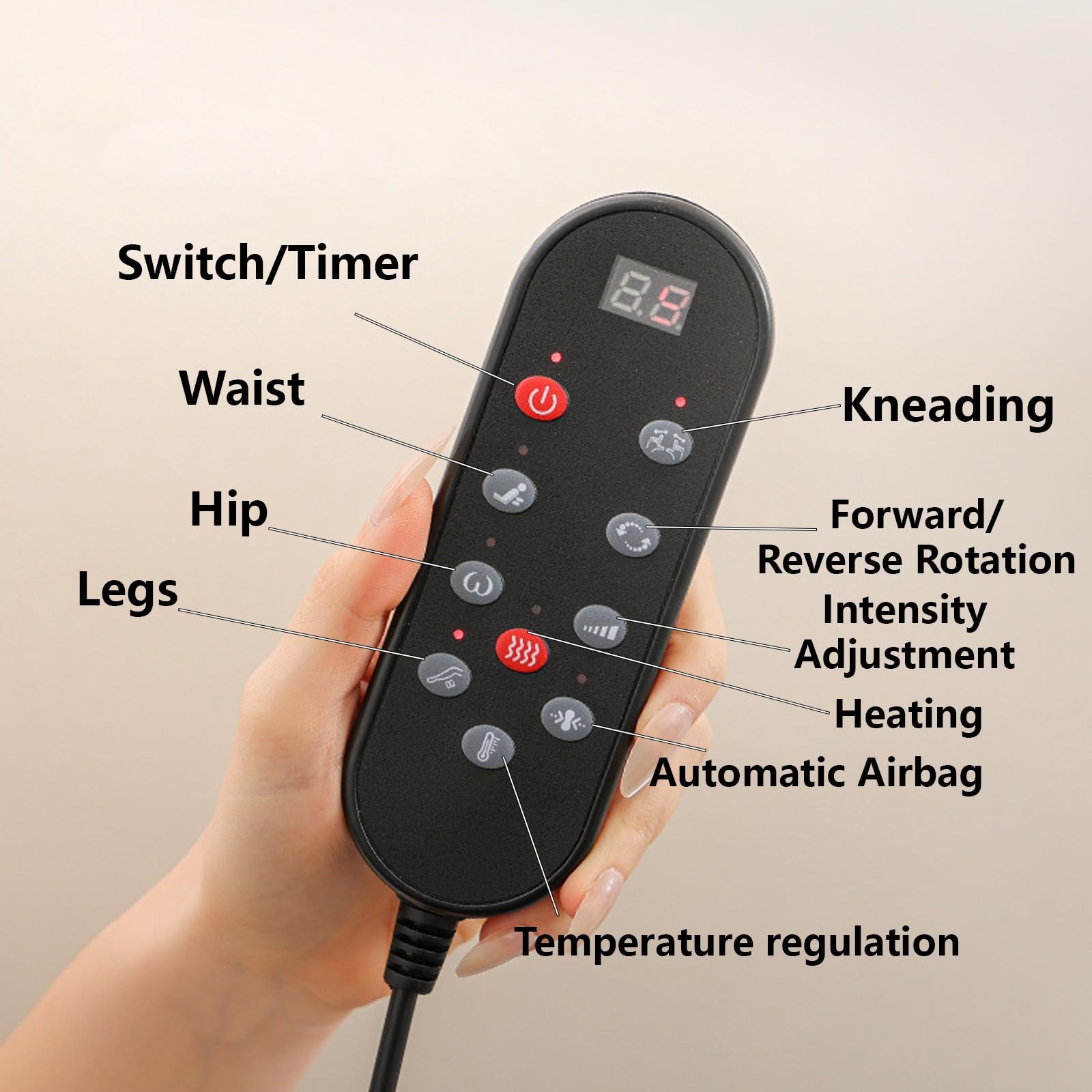 Colchon Masajeador Temporizador de 3 Velocidades Plegable Cuero Sintético Colchoneta Masajeadora Cuerpo Entero Calefacción a Temperatura Constante Ideal para Salas de Estar