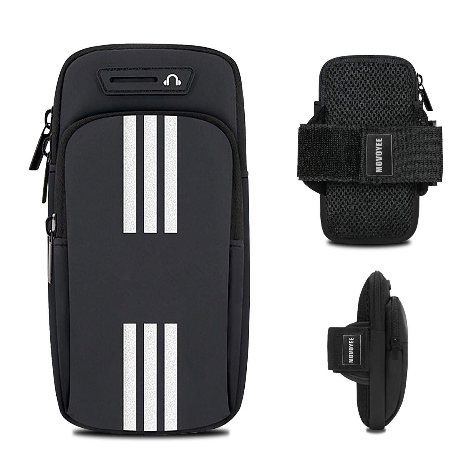MOVOYEE Phone Holder for Running Armband Cell Phone Holder iPhone 17 16 15 14 13 12 11 Pro Max Xs 16e Xr X Plus Galaxy Ultra Note Carrier Bag,Gym Workout Exercise Sports Arm Bands Sleeve Pouch Black - armbands | Mubboo