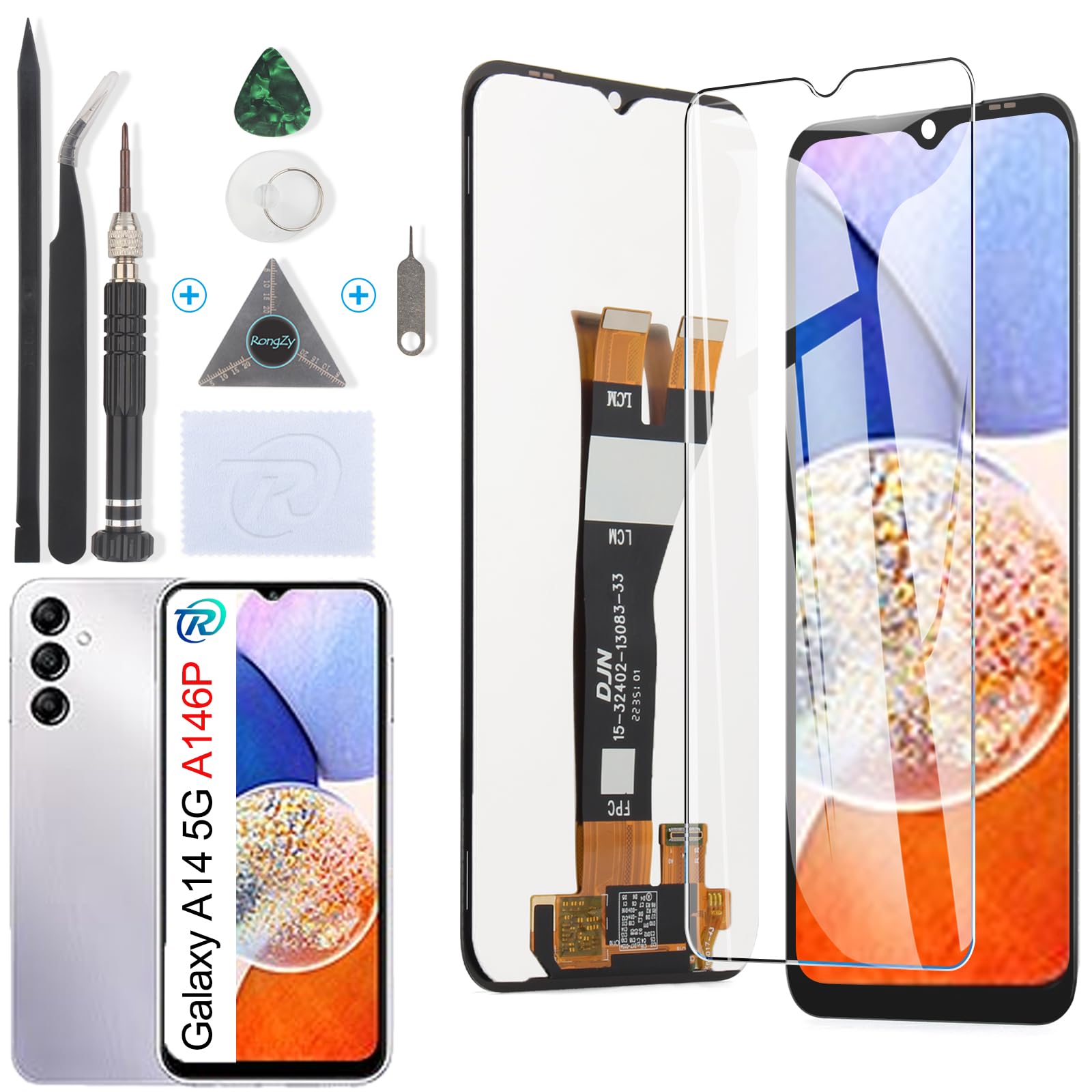 RongZy LCD Schermo per Samsung Galaxy A14 5G di Ricambio Display Touch Screen Digitizer Parti di Riparazione per Samsung Galaxy A14 5G A146P LCD Display con Strumenti(Nero, 6.6")