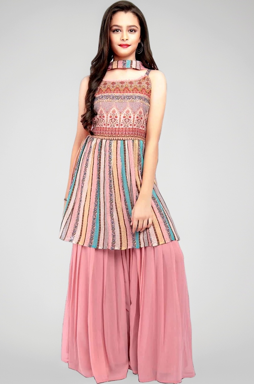 White Button Girls Sharara suit