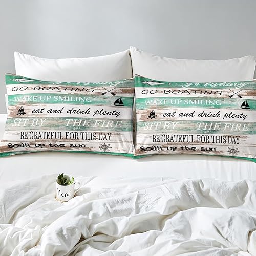 Miniatura 5 de Lake Rules - Sábana bajera ajustable, juego de sábanas para decoración de cabaña de lago, remo, lago, porche, banca, casa, casa, decoración del