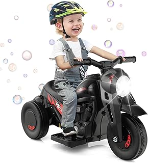 HONEY JOY 6V Electric Ride-On Bubble Car, Kids Ride On Motorcycle with Bubble Maker, Music & Horn, LED Headlight, 3 Wheel...