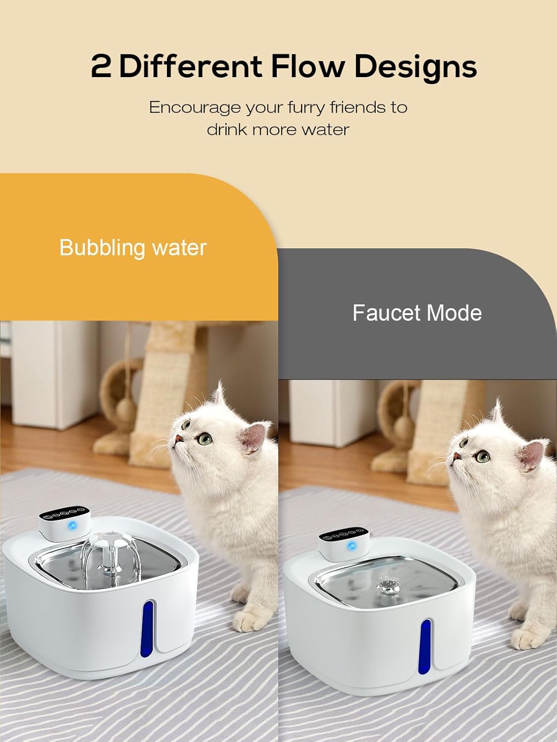 Cat Water Fountain Cordless, 108 OZ 3.2L Rechargeable Wireless Battery Operated, Pet Cat Dog Water Dispenser for Drinking, Replacement Filter,Motion Sensor, Quiet Pump