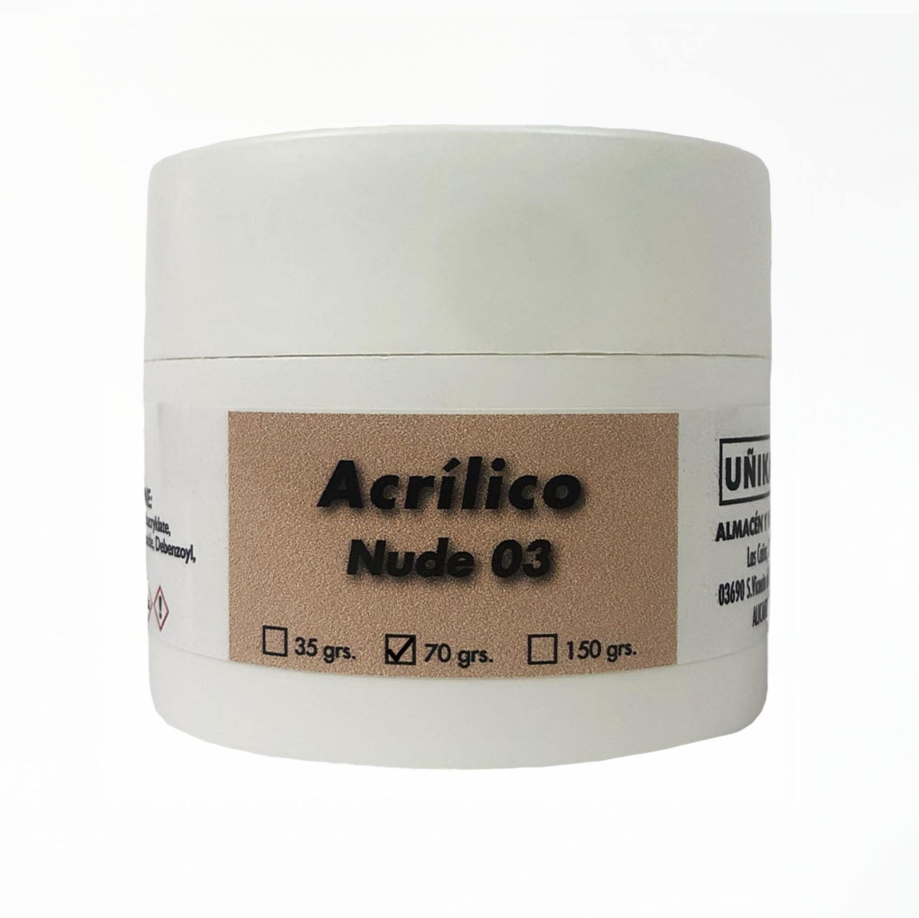 Polvo Acrílico Nude 03-70gr- Uñikas- Acrylic Powder Nude 03-70gr- Polvo para uñas Acrilicas