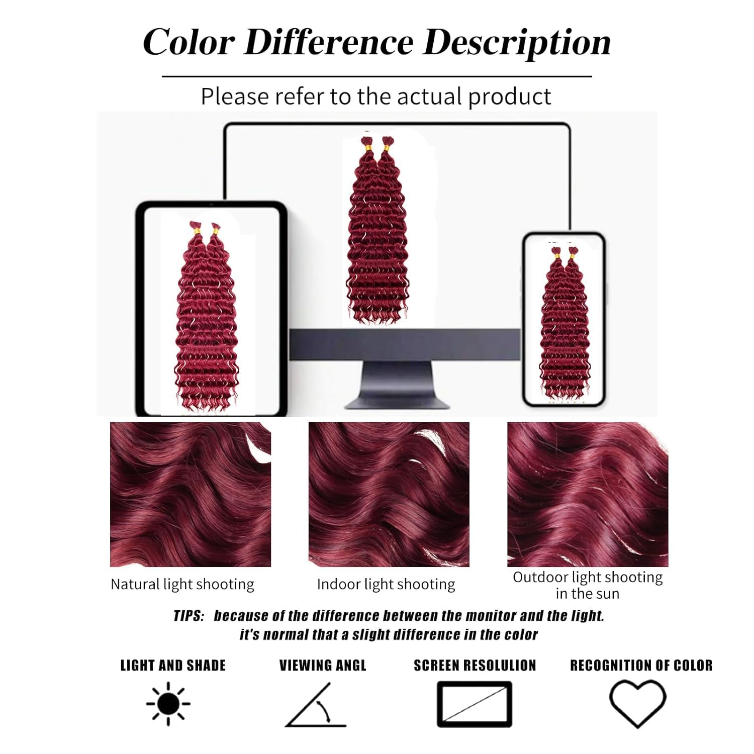 Tuheerst #99j Burgundy Red Boho Braids Human Hair Extension 32 32 Inch No Weft Deep Wave 50g/Bundle Total 100g Unprocessed Wine Red Color Human Braiding Hair For Women - Image 3
