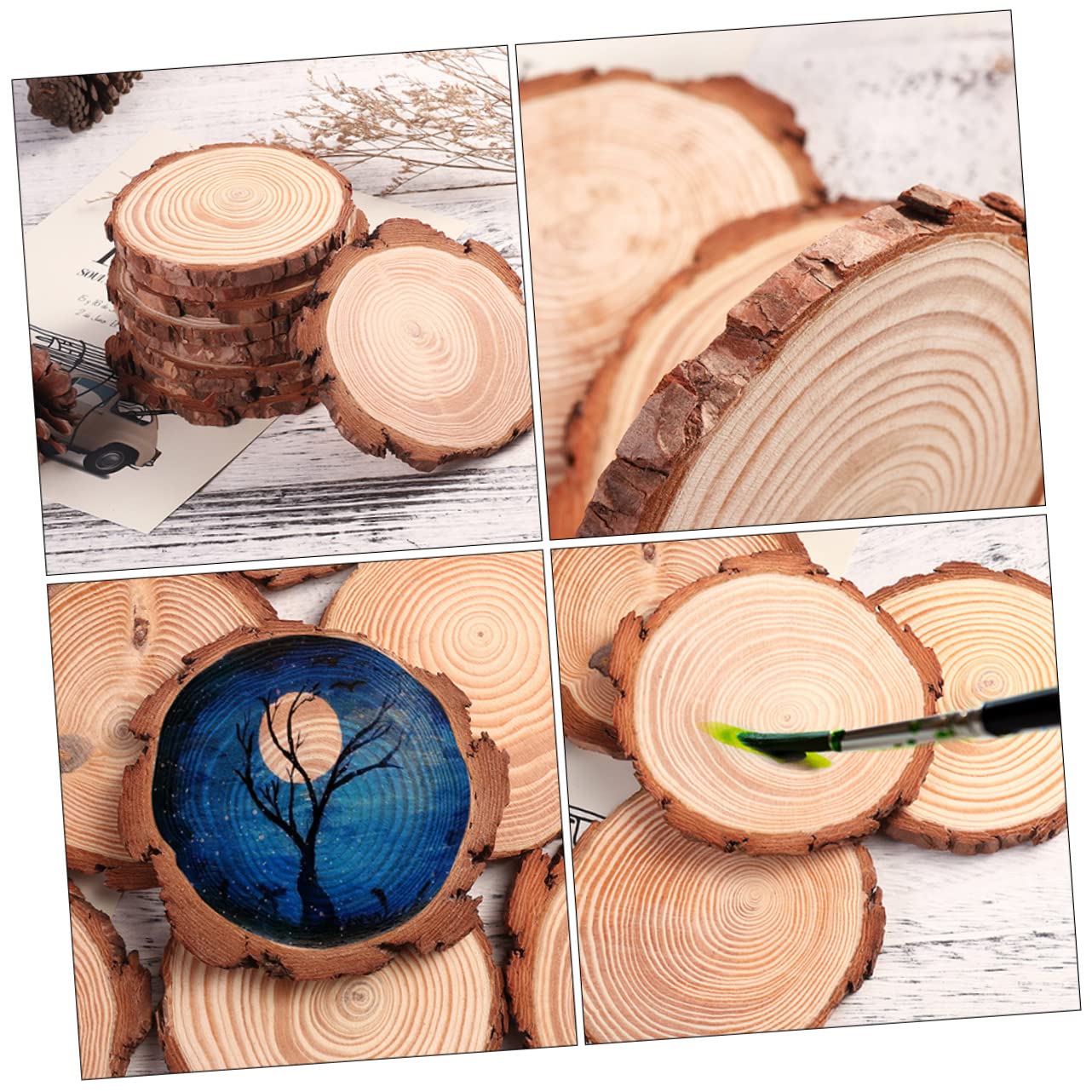 DOITOOL 12stücke Naturholzscheiben Runde Unbemalte Holzscheiben Holzbastelscheiben Zum Bemalen Und Dekoration Für Weihnachten Hochzeit Party