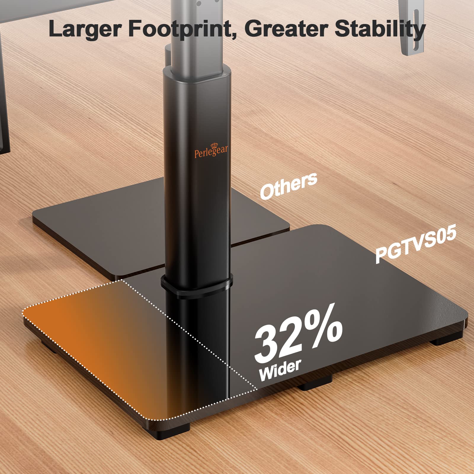 Perlegear Supporto TV Girevole per TV 37-70 pollici - Piedistallo TV Universale con Regolazione in Altezza, Supporto TV da Tavolo con Base Temporizzata, Max VESA 600x400mm, Fino a 45kg