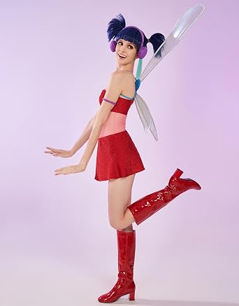 Winx Club Women's Musa Cosplay Fairy Costume Outfit One-shoulder Top Leotard and Skirt with a Pair of Wings