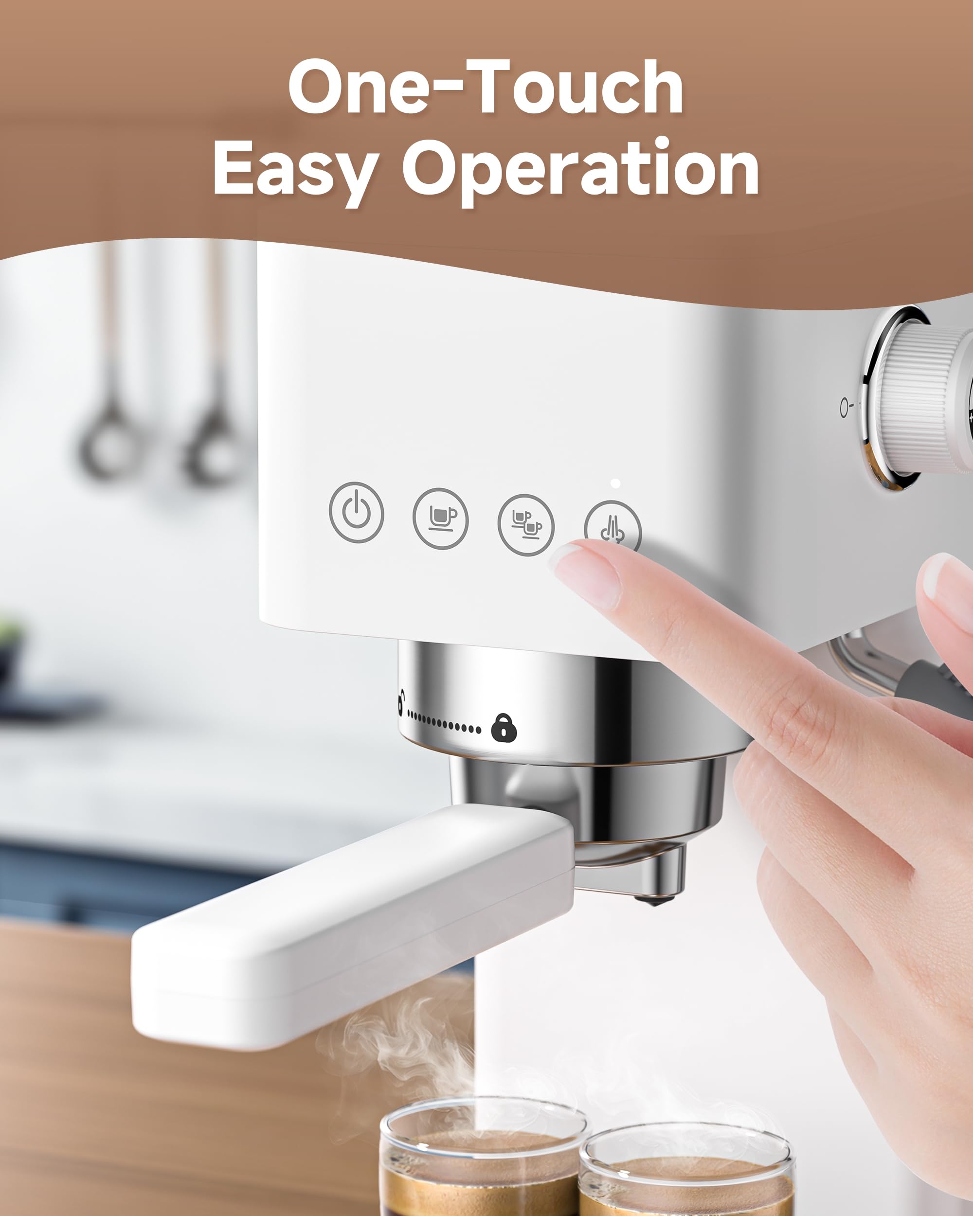 AMZCHEF Compact Espresso Machine 20 Bar, Americano, Latte & Cappuccino view 5