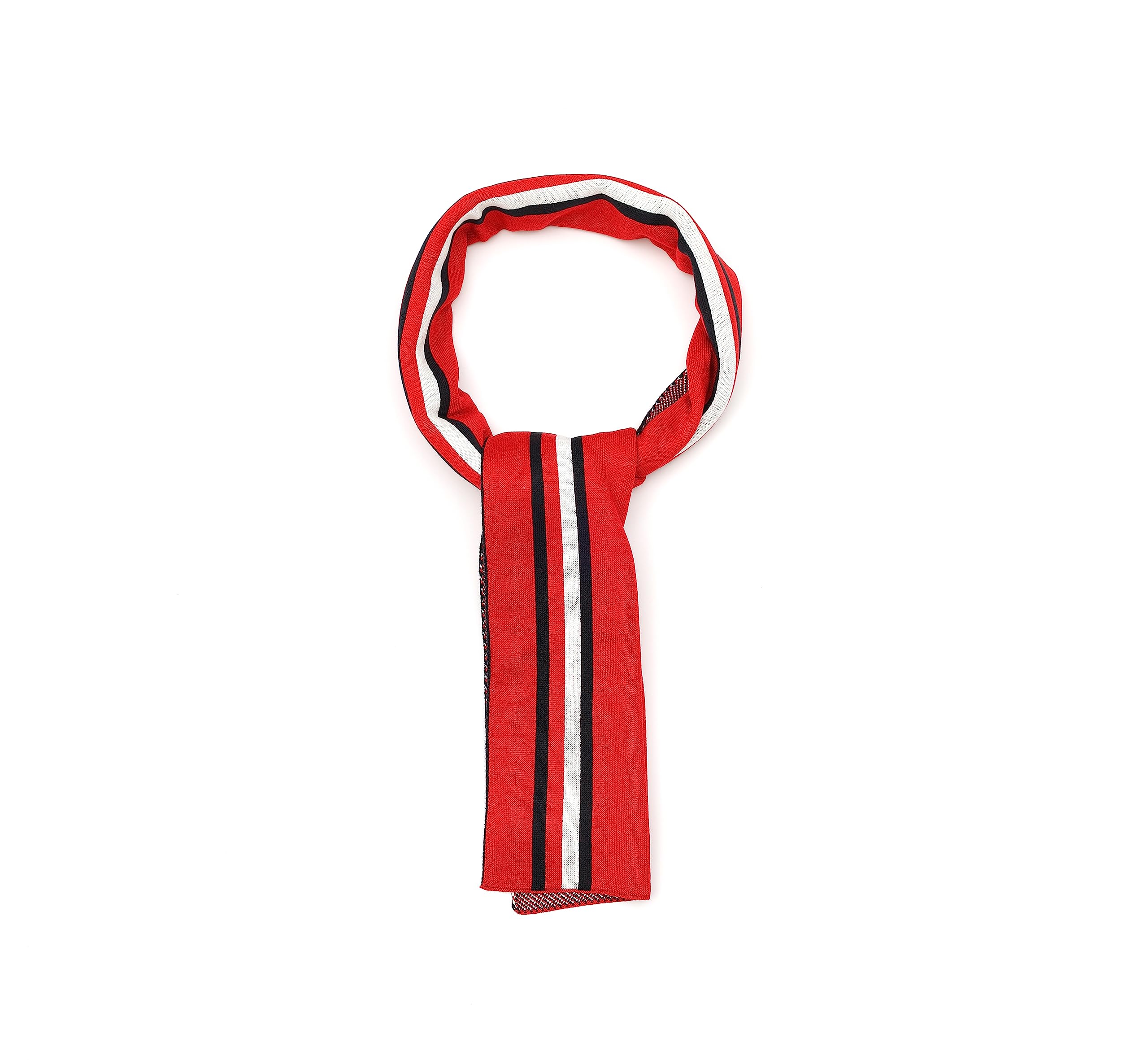 Tommy Hilfiger Sciarpa da uomo a righe verticali, Rosso Primario Multi, taglia unica