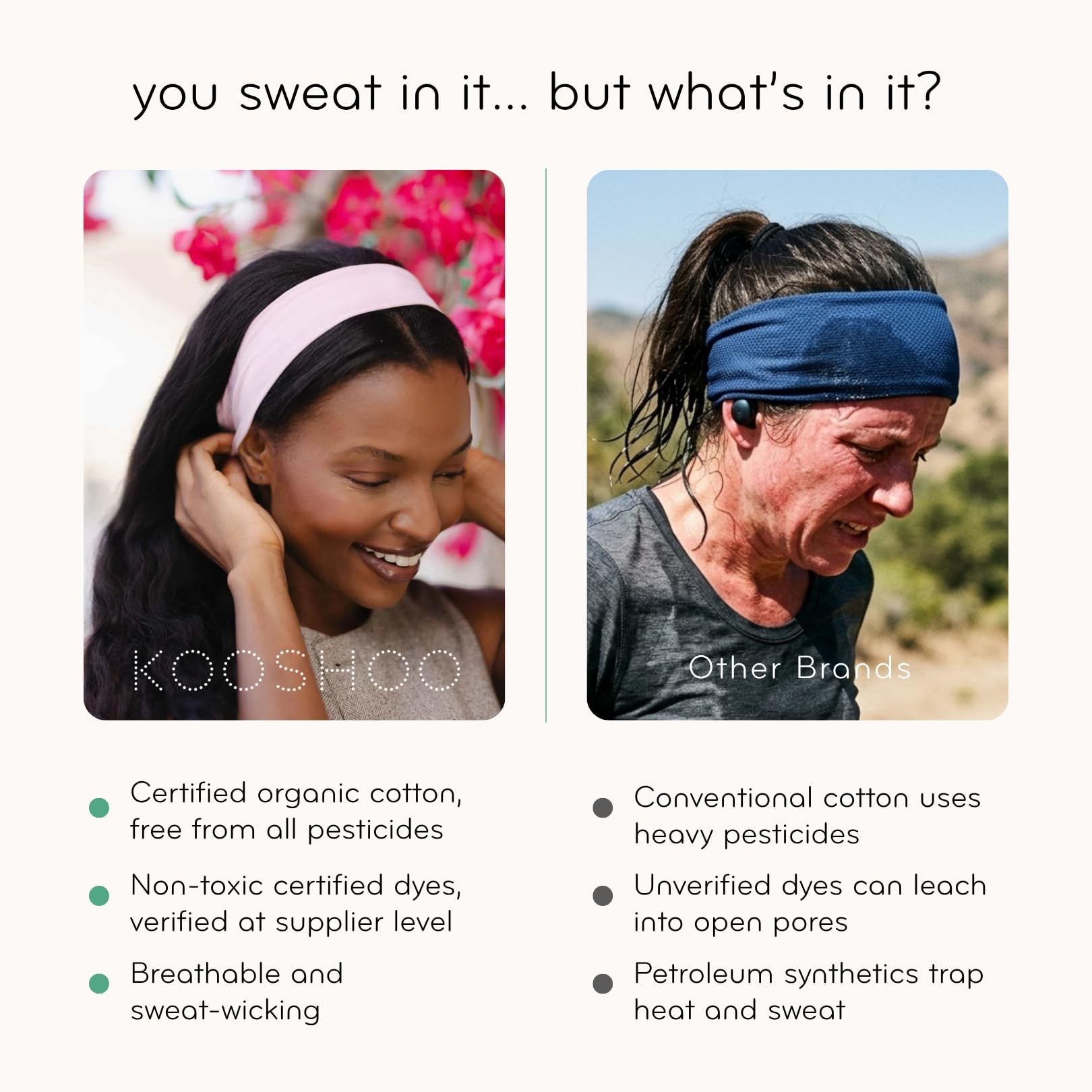 kooshoo Organic Twist – Cinta para el Pelo – la Enso Algodón orgánico, Sweat-Wicking Yoga pañuelo para la Cabeza, ética, Fabricado en EE. UU.
