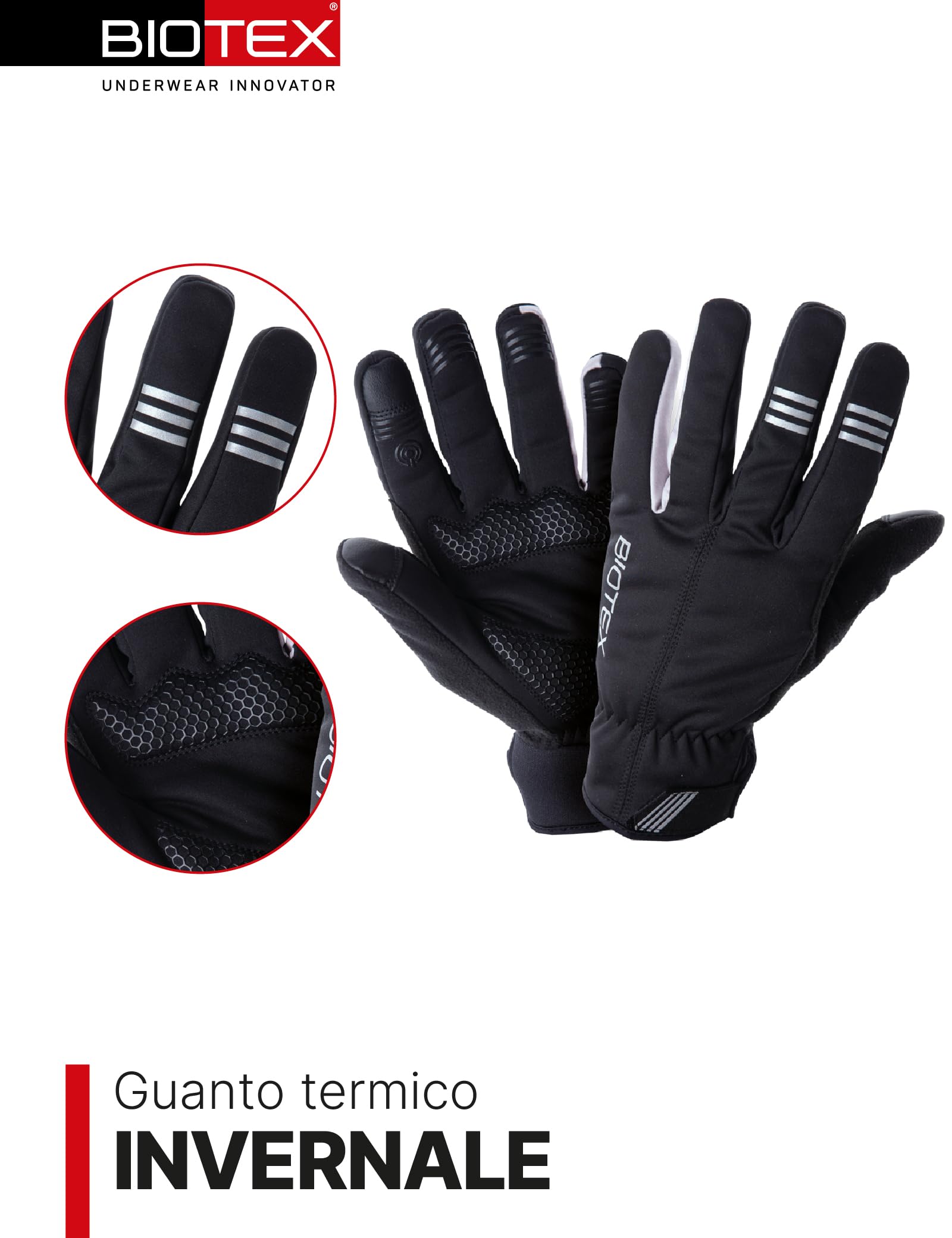 BIOTEX Guanti Termici Extrawinter per Bici a Dita Lunghe, Protezione da Vento e Pioggia, ideale per Ciclismo su Strada o MTB