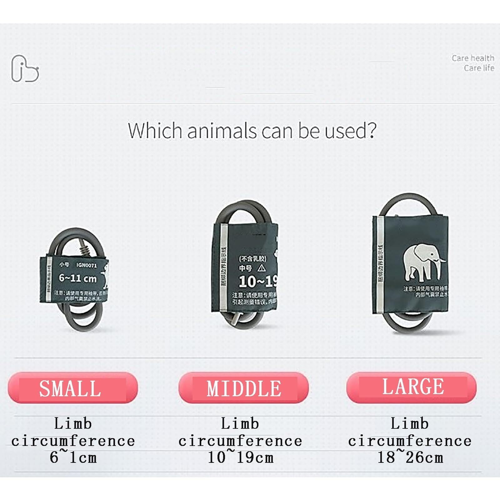 Misuratore di pressione sanguigna veterinario, misuratore di pressione sanguigna completamente automatico da braccio con 3 modalità e bracciali, 100 set di memoria for cani/gatti/animali domestici