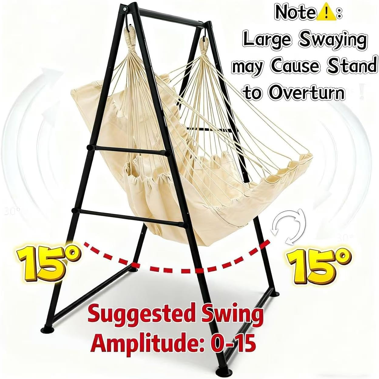 Hammock Chair Stand with X-Large Swing Chair with Footrest，Anti-Tip Thickened Weather-Resistant Iron Pipe Swing Frame, 450Lbs Stand Capacity Quick Assembly for Indoor Outdoor (White)