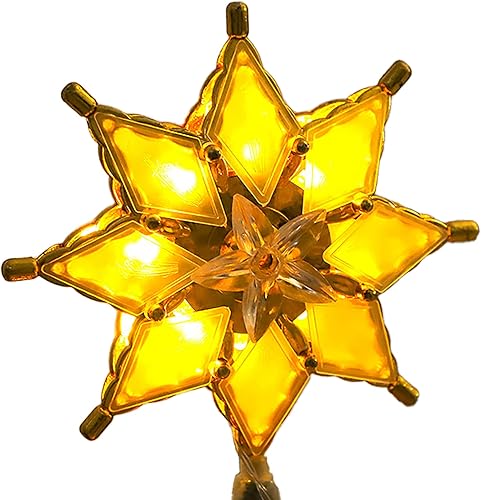 Decoración para árbol de Navidad, luces LED de Navidad, pentagrama, luces octogonales, decoraciones de árbol de Navidad