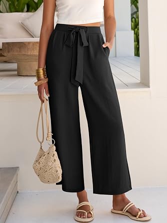 Caracilia Womens Wide Leg Palazzo Pants with Pockets
