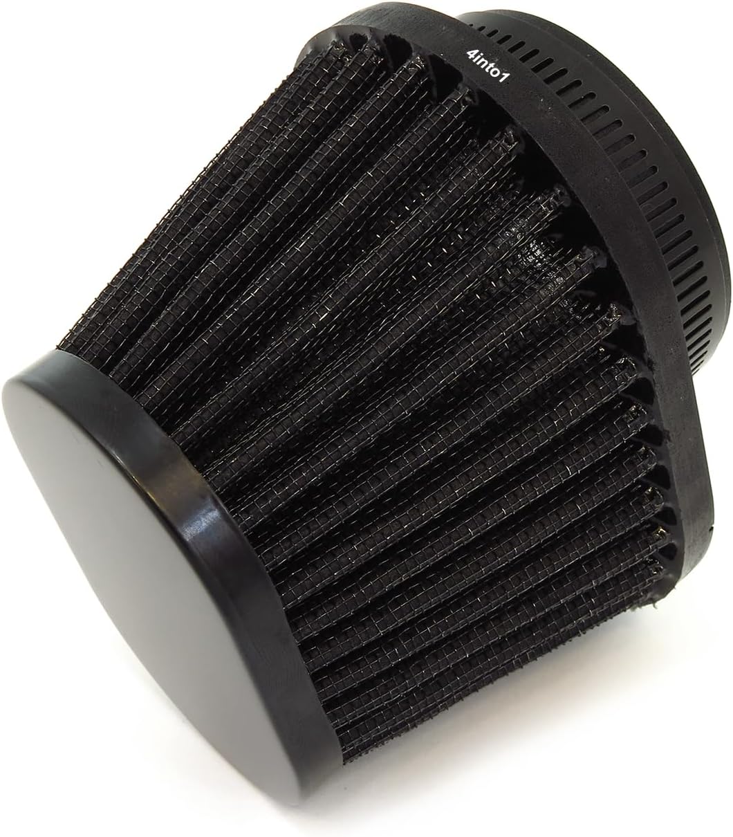 Universal Performance High Flow Tapered Oval Clamp On Pod Air Filter Intake Cleaner 50mm Black Motorcycle Scooter ATV UTV Cafe Racer Dirt Bike Moped