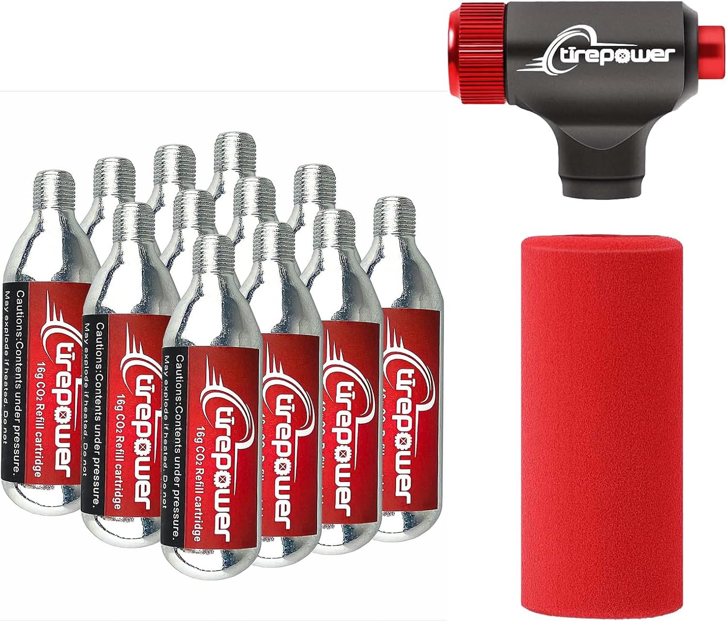 1*Co2 Bike Tire Inflator and 12 * 16g/Threaded Co2 Cartridges