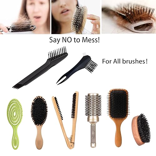 Miniatura 4 de Fiewmay 2 piezas de herramientas limpiadoras de cepillos de pelo, cerdas de nailon duro, kit de limpieza de cepillo para cepillo para quitar el