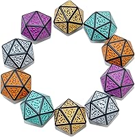 Vista 5 de SmartDealsPro Paquete de 10 dados poliédricos D20 de 20 caras para juego de mesa DND RPG MTG (color brillante)