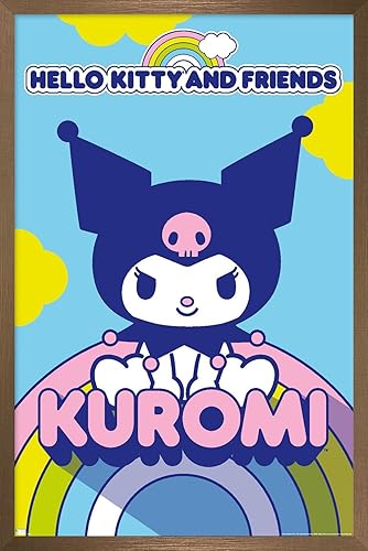 Trends International Hello Kitty and Friends - Póster de pared Kuromi, 14.72 x 22.37 pulgadas, versión enmarcada en bronce