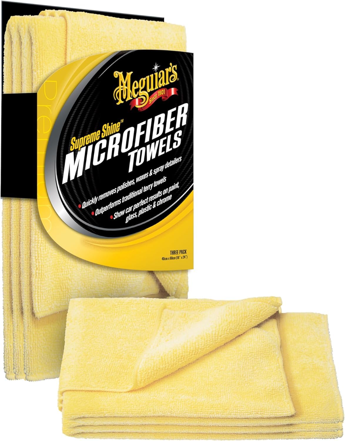 Meguiar's ULTPCKITEU Ultimate Lackpflege-Kit: 3-Schritte-System für ein perfektes Lackfinish. Politurpaste, Autopolitur & Autowachs – Inklusive Supreme Shine Mikrofasertücher zur Autopflege (3er-Pack)